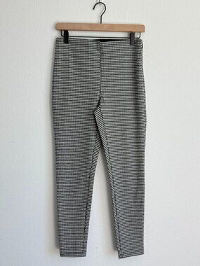 Ann Taylor Petite SP Houndstooth Skinny Pants Black White Career‎ Dark Academia